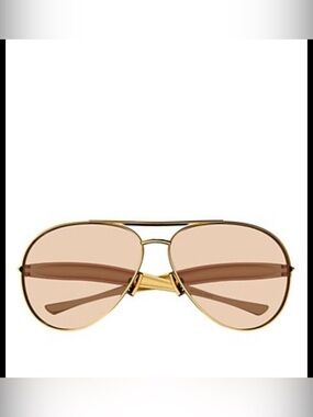 Bottega Veneta Gold Aviator Sunglasses with Brown Lenses